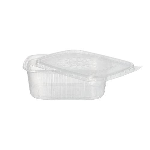 50 Verpackungsbecher mit Deckel, PP eckig 200 ml 4,4 cm x 8,9 cm x 11,4 cm transparent