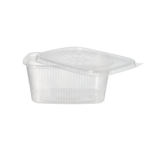 50 Verpackungsbecher mit Deckel, PP eckig 250 ml 5,1 cm x 8,69 cm x 11,4 cm transparent