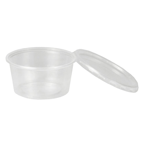 50 Dressingbecher mit Deckel, PP rund 80 ml Ø 7 cm · 3,5 cm transparent