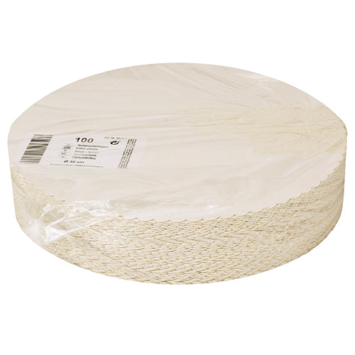 100 Tortenunterlagen, Pappe [rc] rund Ø 30 cm weiss