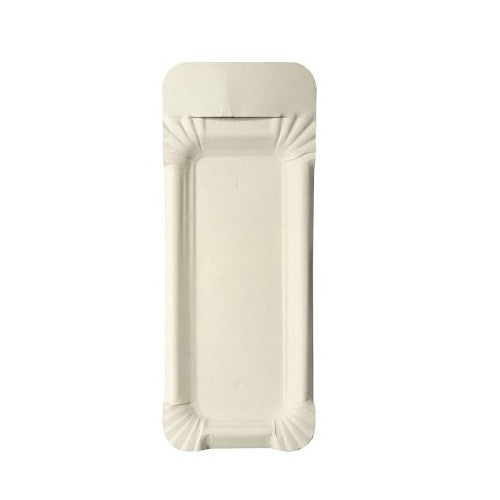 250 Teller, Pappe [ff] eckig 8 cm x 21 cm weiss mit Anfasser