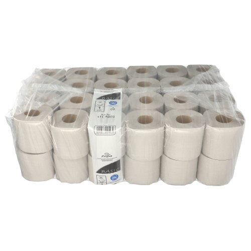 48 Rollen Toilettenpapier, 1-lagiges Krepp Ø 11,5 cm · 12 cm x 9,8 cm natur "Basic" 400 Blatt