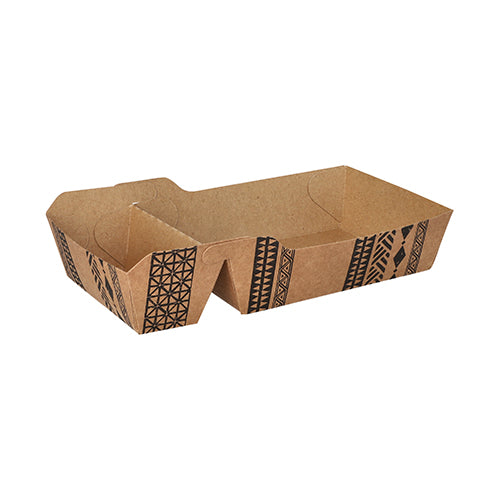 360 Pommes-Frites-Trays, Pappe 2-geteilt 3,5 cm x 8,5 cm x 16,2 cm braun "Maori" extra groß