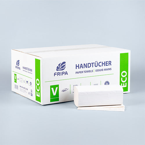 3200 Blatt Handtuchpapier V-Falz 23 cm x 25 cm weiss "Eco" 2-lagig (20x160)