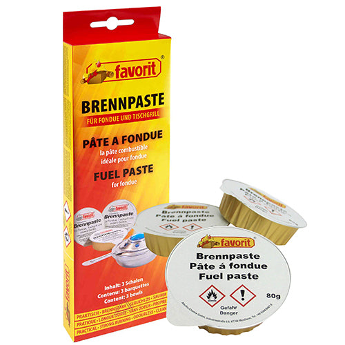 3 "favorit" Sicherheits-Brennpasten Ø 9 cm · 2,5 cm Aluschale; Set 3 x 80 g