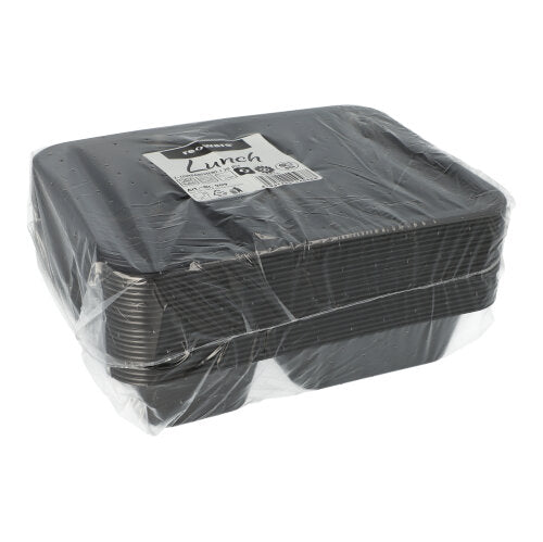 20 Mehrweg-Menüschalen PP 2-geteilt 4,5 cm x 22,7 cm x 17,8 cm schwarz