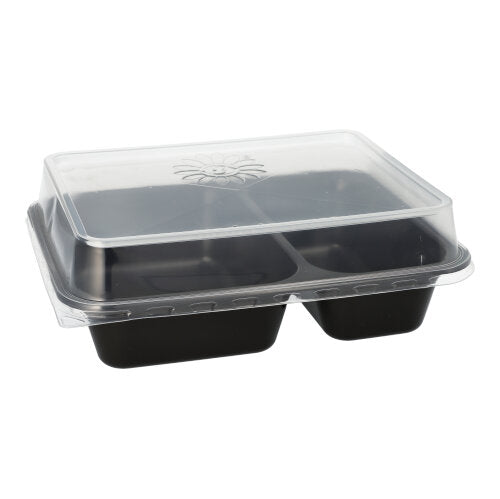 20 Mehrweg-Menüschalen PP 2-geteilt 4,5 cm x 22,7 cm x 17,8 cm schwarz