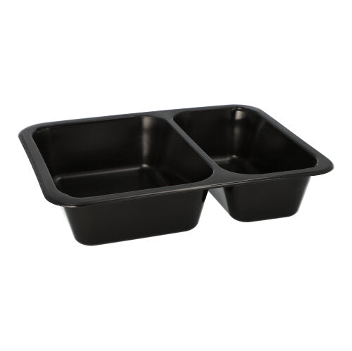 20 Mehrweg-Menüschalen PP 2-geteilt 4,5 cm x 22,7 cm x 17,8 cm schwarz