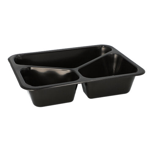 20 Mehrweg-Menüschalen PP 3-geteilt 4,5 cm x 22,7 cm x 17,8 cm schwarz