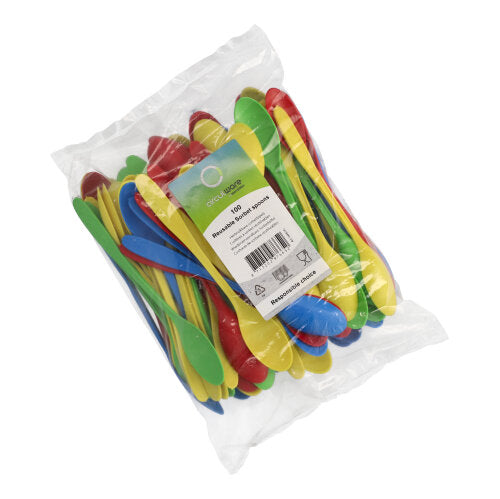 100 "Circulware by Haval" Mehrweg-Sorbetlöffel PP-MF 17,5 cm farbig sortiert extra stabil