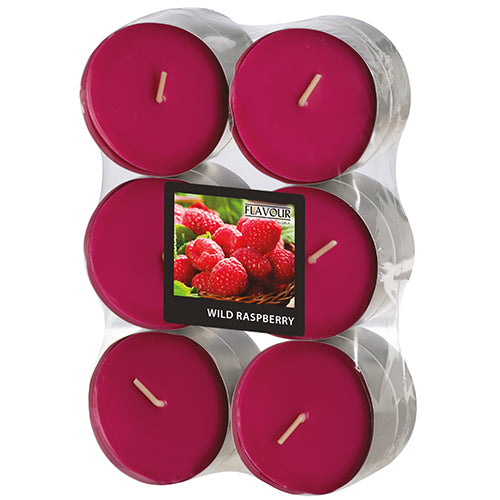 12 "Flavour by GALA" Maxi Duftlichte Ø 58 mm · 24 mm weinrot - Wild Raspberry