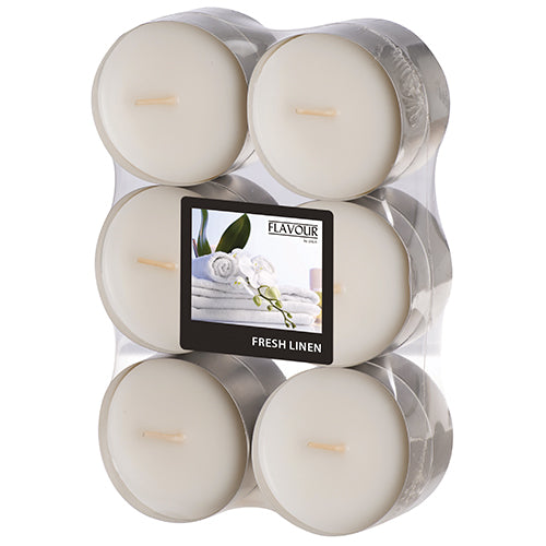 12 "Flavour by GALA" Maxi Duftlichte Ø 58 mm · 24 mm weiss - Fresh Linen