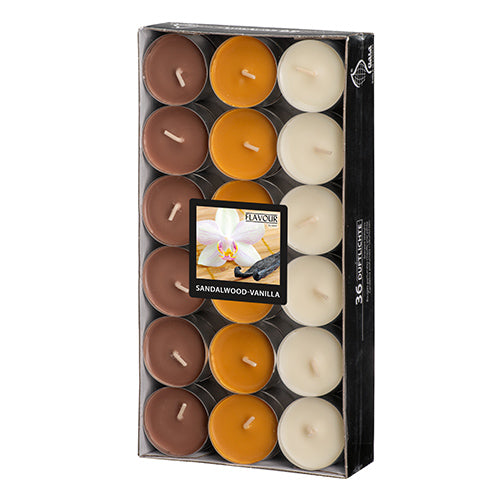36 "Flavour by GALA" Duftlichte Ø 38 mm · 17 mm elfenbein - Sandalwood-Vanilla "Ton in Ton"
