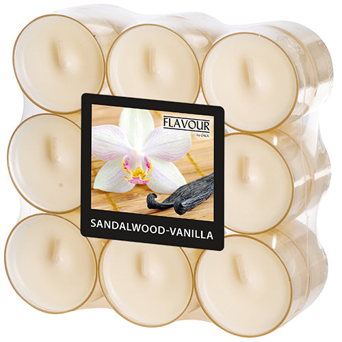 18 "Flavour by GALA" Duftlichte Ø 38 mm · 24 mm elfenbein - Sandalwood-Vanilla in Polycarbonathülle