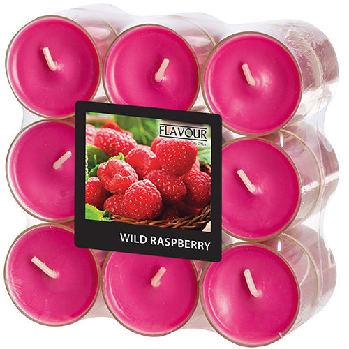 18 "Flavour by GALA" Duftlichte Ø 38 mm · 24 mm weinrot - Wild Raspberry in Polycarbonathülle