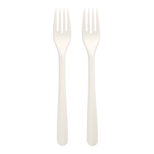 50 Gabeln "Folia" C-PLA 19 cm weiss