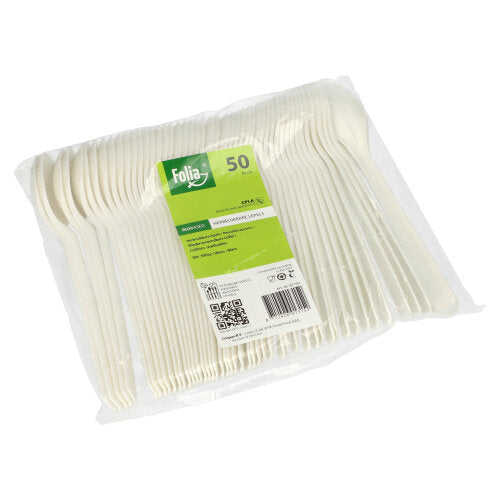 50 Löffel "Folia" C-PLA 19 cm weiss