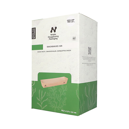 160 Snacktrays, Pappe "NOTPLA" 3,5 cm x 3,3 cm x 18,5 cm braun