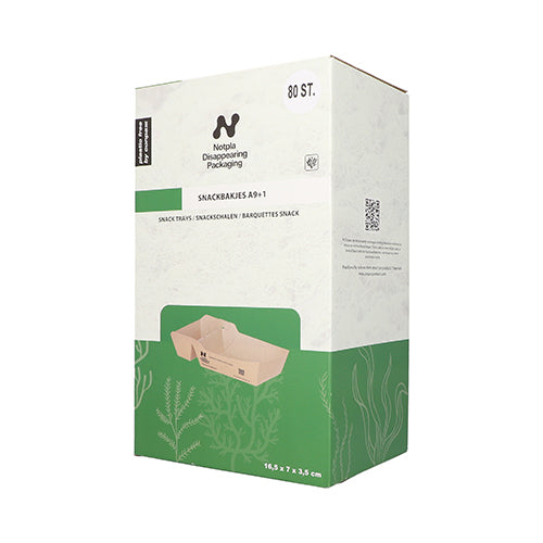 80 Snacktrays, Pappe "NOTPLA" 3,5 cm x 7 cm x 16,5 cm braun