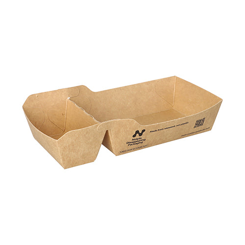 80 Snacktrays, Pappe "NOTPLA" 3,5 cm x 7 cm x 16,5 cm braun