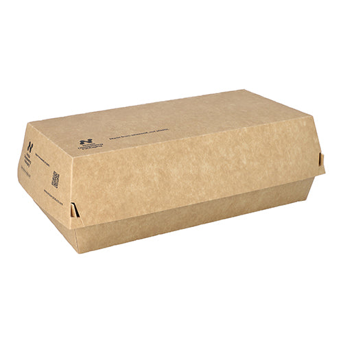 65 Baguetteboxen, Pappe "NOTPLA" 7,5 cm x 10,7 cm x 22 cm braun