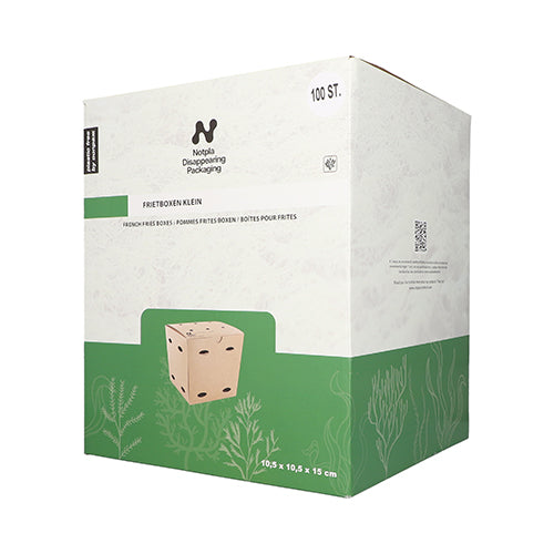 100 Pommes-Frites-Boxen, Pappe "NOTPLA" 15 cm x 10,5 cm x 10,5 cm braun
