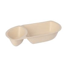 Lade das Bild in den Galerie-Viewer, 50 Snacktrays Zuckerrohr 2-geteilt 3,2 cm x 9,7 cm x 17,6 cm natur
