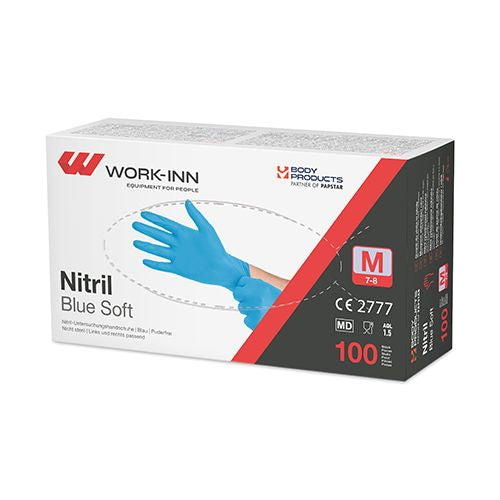 100 "WORK-INN/PS" Handschuhe, Nitril puderfrei "Blue Soft" blau Größe M