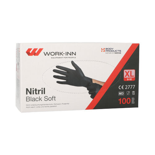 100 "WORK-INN/PS" Handschuhe, Nitril puderfrei "Black Soft" schwarz Größe XL