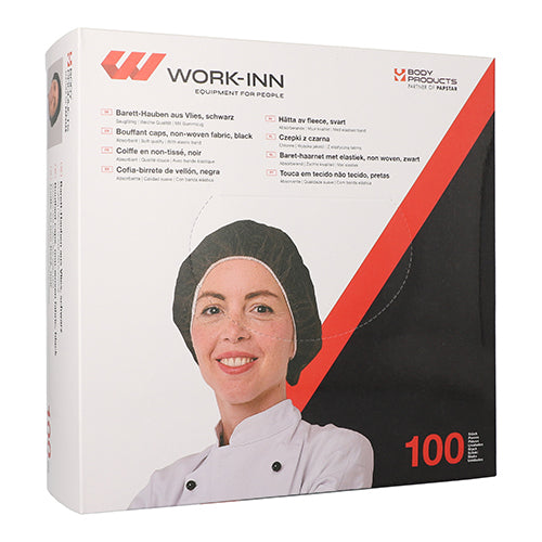 100 "WORK-INN/PS" Barett-Hauben, Vlies Ø 52 cm schwarz