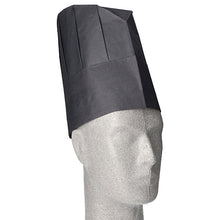 Lade das Bild in den Galerie-Viewer, 10 &quot;WORK-INN/-PS&quot; Kochmützen, Krepp 23 cm x 27,7 cm schwarz &quot;Provence&quot; Größenverstellbar klein
