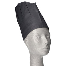 Lade das Bild in den Galerie-Viewer, 10 &quot;WORK-INN/-PS&quot; Kochmützen, Krepp 23 cm x 27,7 cm schwarz &quot;Provence&quot; Größenverstellbar klein
