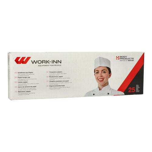 25 "WORK-INN/-PS" Schiffchen, Papier 8,5 cm x 27,5 cm weiss größenverstellbar