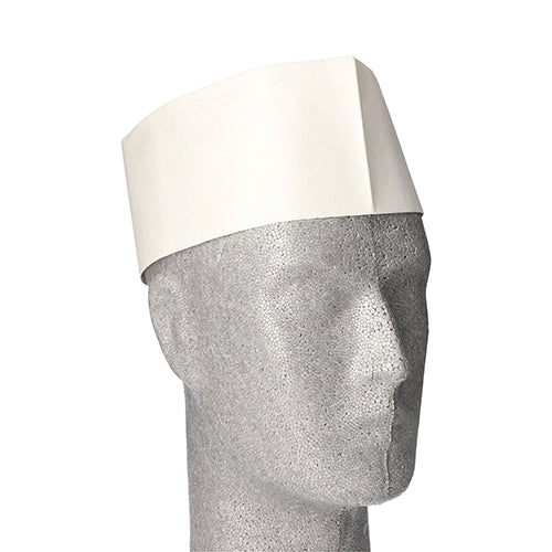 100 "WORK-INN/-PS" Schiffchen, Krepp 8,5 cm x 27,5 cm weiss Größe 55 - 62