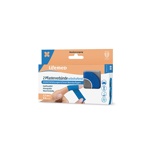 2 Rollen Pflaster / Bandagen selbsthaftend 5 m x 2,5 cm blau