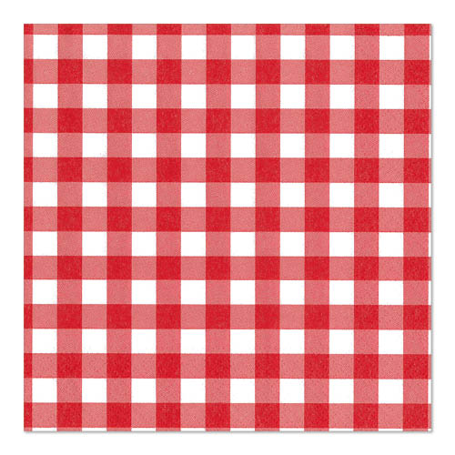 100 Servietten, 3-lagig 1/4-Falz 33 cm x 33 cm rot "Vichy Karo"