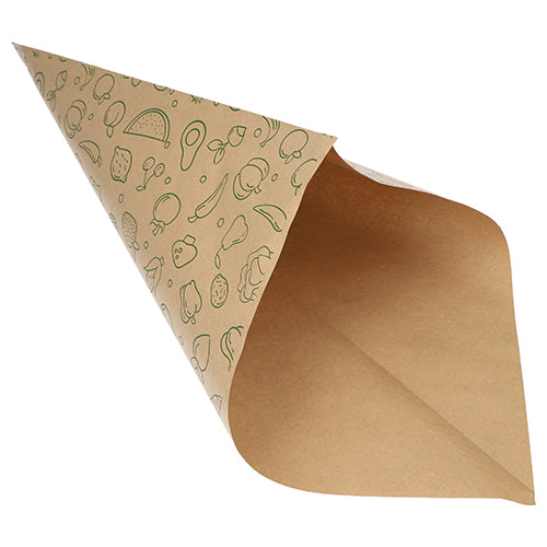 1000 Spitztüten, Kraftpapier 52,5 cm x 37 cm x 37 cm braun "Fruits & Vegs" Füllinhalt 1500 g
