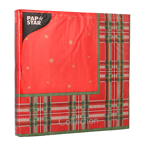 20 Servietten, 3-lagig 1/4-Falz 40 cm x 40 cm "Tartan"