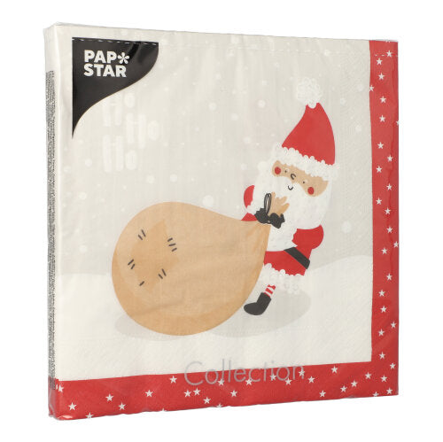 20 Servietten, 3-lagig 1/4-Falz 40 cm x 40 cm "Lutins de Noel"