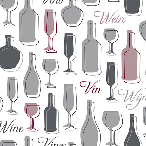 30 Servietten, 3-lagig 1/4-Falz 33 cm x 33 cm grau "Wine"